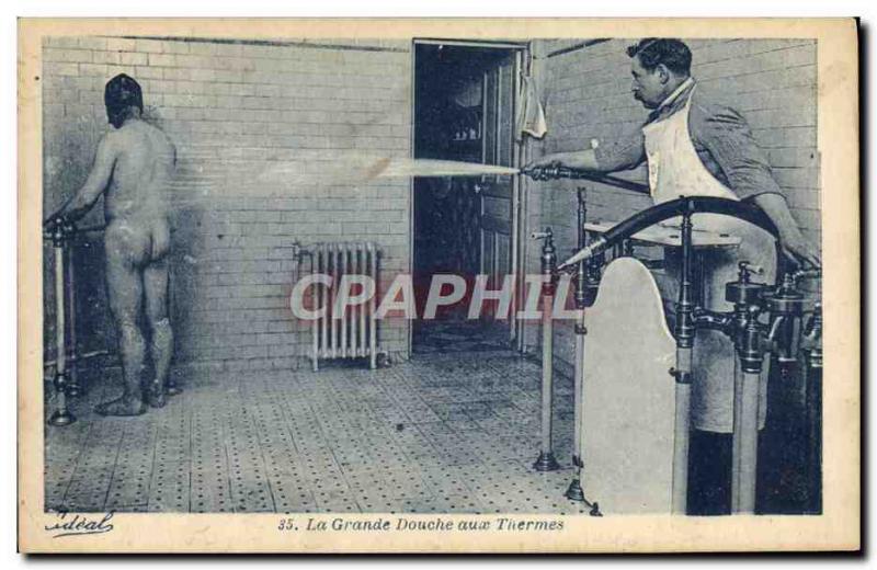 Old Postcard Cures The large shower at the spa