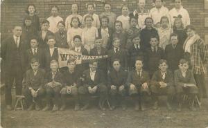 1917 West Wayne School Class Photo Pennant RPPC real photo postcard 5011