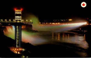 Canada Niagara Falls Night View Of Glass Enclosed Elevator and Viewing Tower