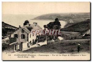 Plougasnou Old Postcard Fuenteunigou view on the beaches of Plougasnou and St...