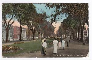 People Strolling The Common Lynn Massachusetts 1910c postcard