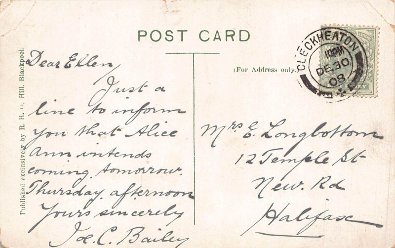 England 1908 Storm at Sea Wave Blackpool vintage postcard