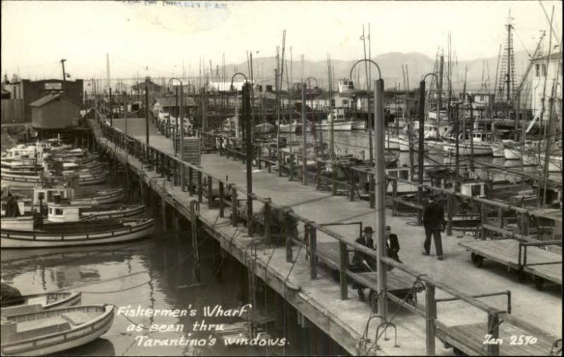 San Francisco CA Fishermen's Wharf Boats Real Photo Postcard