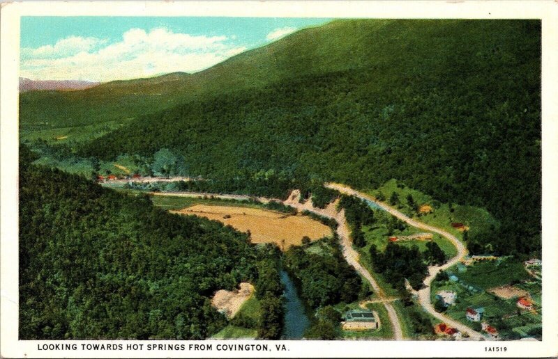 Looking Towards Hot Springs Covington VA Virginia WB Postcard VTG UNP Curt Teich 