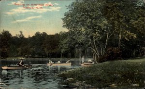 Nashua New Hampshire NH Merrimac River Boating c1910 Vintage Postcard