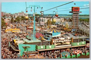 Vtg Toronto Canada Canadian National Exhibition Midway Cablecar Skyride Postcard