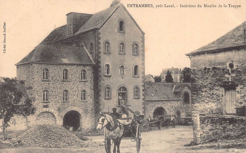 France Entrammes Pres Laval Interior Moulin de Trappe Horse Cart postcard