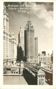 Chicago Illinois 1930s RPPC Photo Postcard Michigan Avenue Bridge RPPC 11323