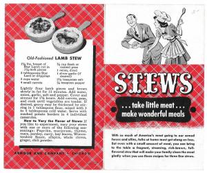 WWII Stews Meat Rationing Vintage Recipe Leaflet Armour Co