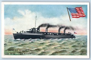 Postcard Torpedo Boat Destroyer Lawrence Battleship Naval World War II c1910's