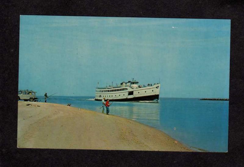 RI  M V Quonset Ferry Boat Pt Judith Rhode Island Block Postcard Fishing Harbor