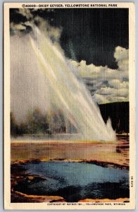 Vtg Wyoming WY Yellowstone National Park Daisy Geyser 1940s Linen View Postcard