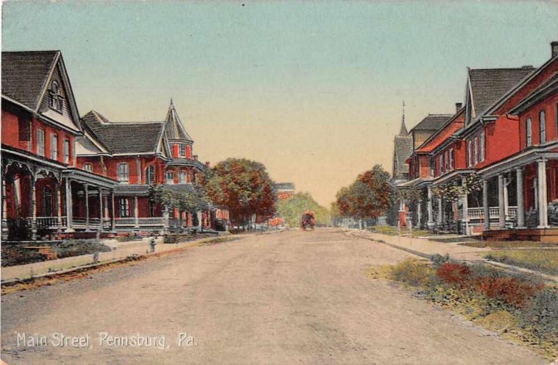 Pennsburg Pennsylvania Main Street Antique Postcard J54702