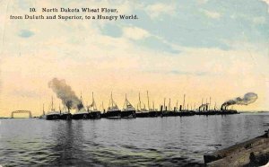 North Dakota Wheat Flour Steamer Fleet Duluth Superior 1915 postcard