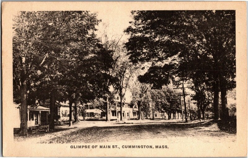 Glimpse View of Main Street Cummington MA c1927 Vintage Postcard X09