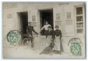 c1910's Police Bicycle Dog Senlis France RPPC Photo Posted Antique Postcard