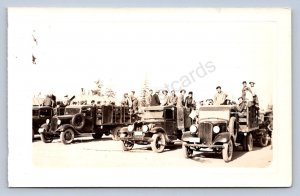 J89/ Alberton Montana Non-Postcard Photograph c1935 Military Trucks  338