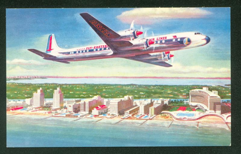 Eastern Airlines Golden Falcon Dc 7b Airplane Postcard