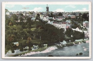 Postcard Ludlow England City Tower Bridge Houses 1910s Aerial View