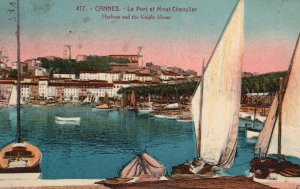 Vintage Postcard 1924 Harbour and the Knight Mount Cannes French Riviera France