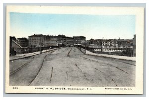 Vintage 1900's Postcard Court Street Bridge Woonsocket Rhode Island