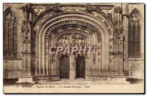 Old Postcard Brou Church Bourg Grand Portal