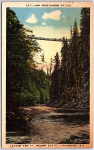 VINTAGE POSTCARD THE CAPILANO SUSPENSION BRIDGE AT VANCOUVER CANADA MAILED 1941