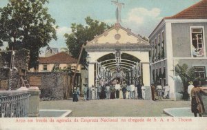 Sao Tome Guinea Arco Em Frente Empreza Nacional African Postcard