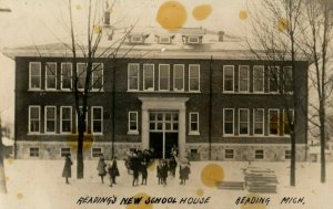 Circa 1900-08 RPPC Reading's New school House, Reading, Michigan Postcard P12 