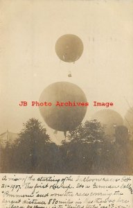 MO, Saint Louis, Missouri, RPPC, Start of the 1907 Hot Air Balloon Race, Photo