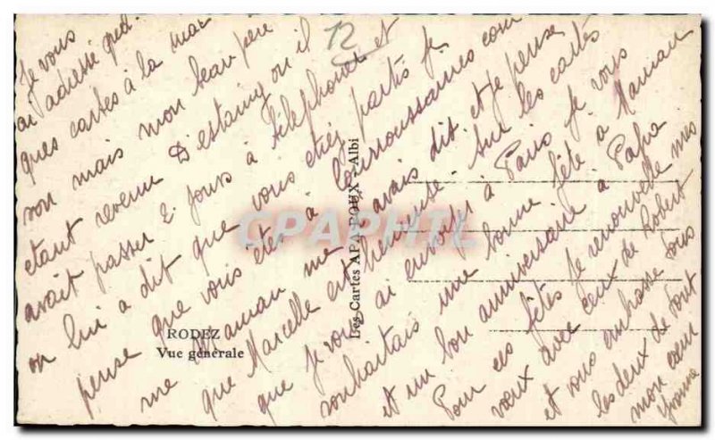 Rodez Old Postcard General view