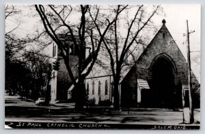 Salem OH St Paul Catholic Church RPPC Real Photo Postcard X23
