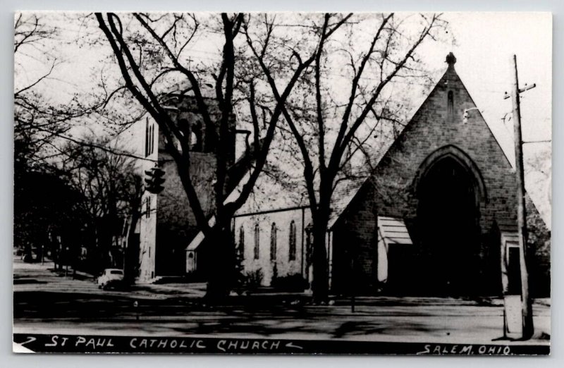 Salem OH St Paul Catholic Church RPPC Real Photo Postcard X23