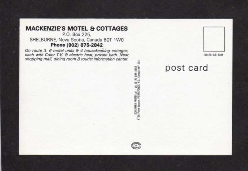 NS Mackenzies's Motel Cottages Shelburne Nova Scotia Canada Carte Postale