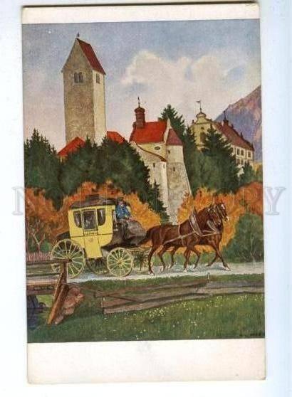 176590 HORSE Cart ALLGAU by HOESS Vintage JUGEND Postcard