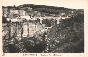 Vintage Postcard 1920's Constantine Gorges Et Pont d'El Kantara Greece