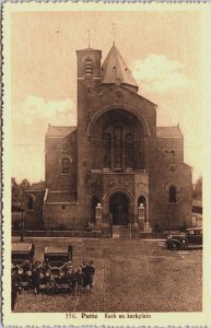 Belgium Putte Kerk en Kerkplein Vintage Postcard C051