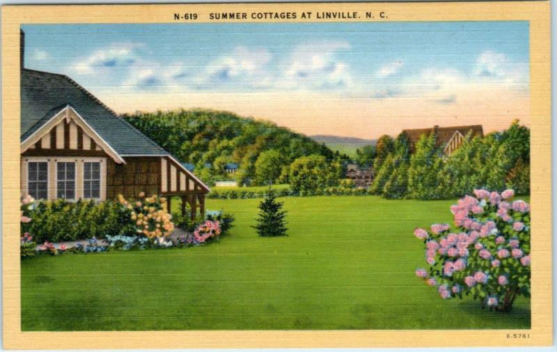 LINVILLE, North Carolina  NC   SUMMER COTTAGES  c1940s Linen Postcard