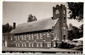 RP Postcard Saint Anthony's Catholic Church in Cumberland, Wisconsin~134769