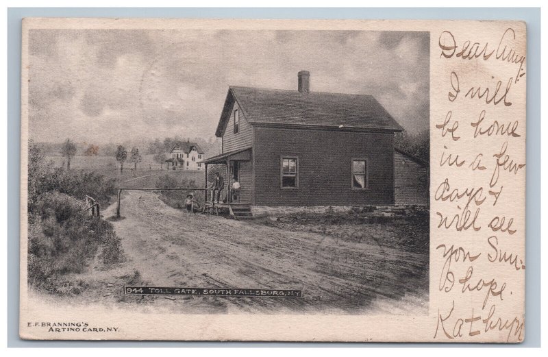 1904 Toll Gate South Fallsburg NY Postcard Undivided EF Branning 