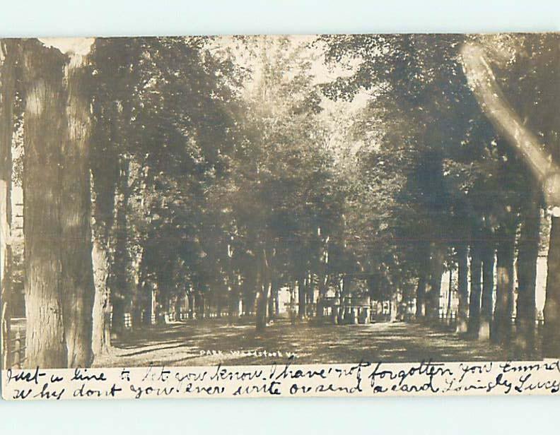 1913 rppc TREES IN THE PARK Woodstock Vermont VT HM2526