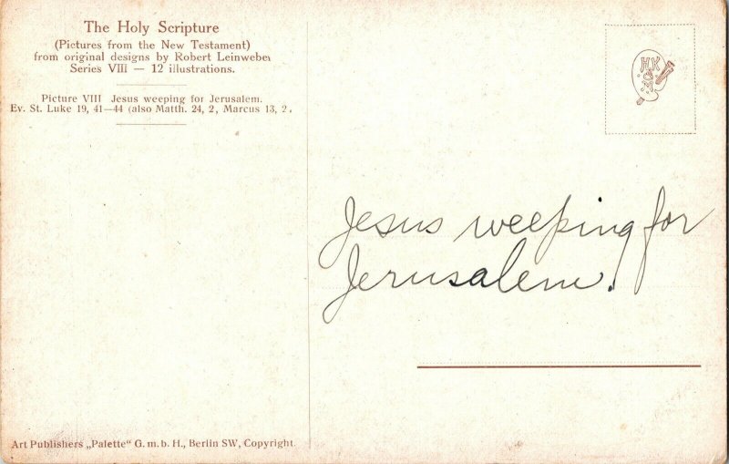 Jesus Weeping for Jerusalem by Rob Leinweber The Holy Scripture Postcard J47 