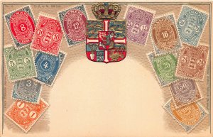 Denmark Stamps on Early Embossed Postcard, Unused, Published by Ottmar Zieher