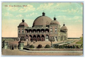 1908 View of Entrance to New Pavilion Rhyl Denbighshire Wales Posted Postcard