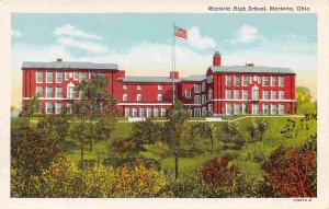 Marietta High School Marietta Ohio 1940s linen postcard