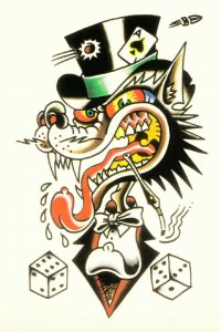 LoneWolf Lone Wolf Tattoo Flash by Daniel Higgs Postcard