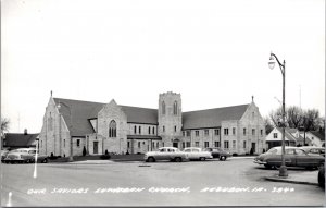 Real Photo Postcard Our Saviors Lutheran Church in Audubon, Iowa