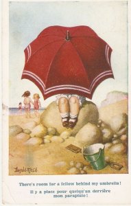 Donald McGill.  Girl with Umbrella. Ther.' Inter-Art Comique...