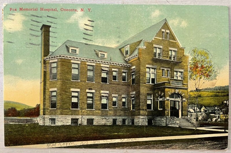 Vintage Postcard 1912 Fox Memorial Hospital Oneonta NY