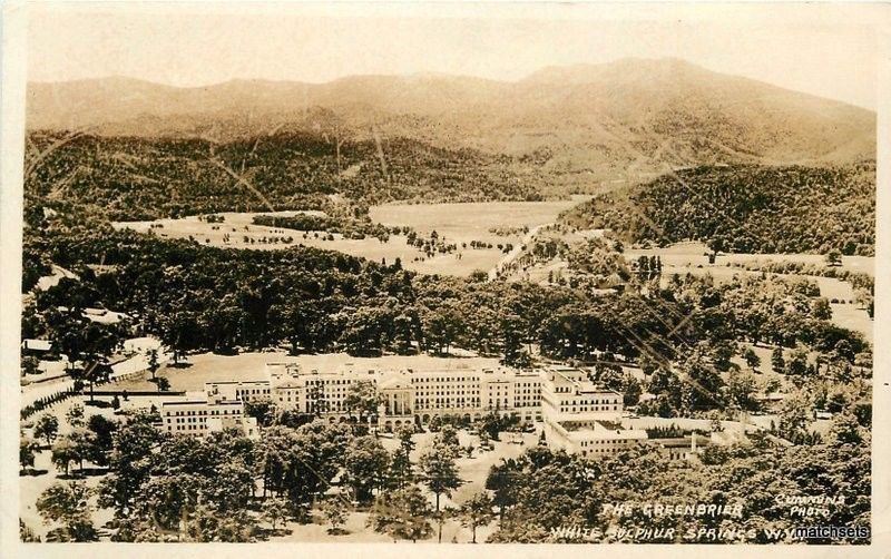 1930s Greenbrier Hotel Aerial White Sulphur Springs West Virginia RPPC